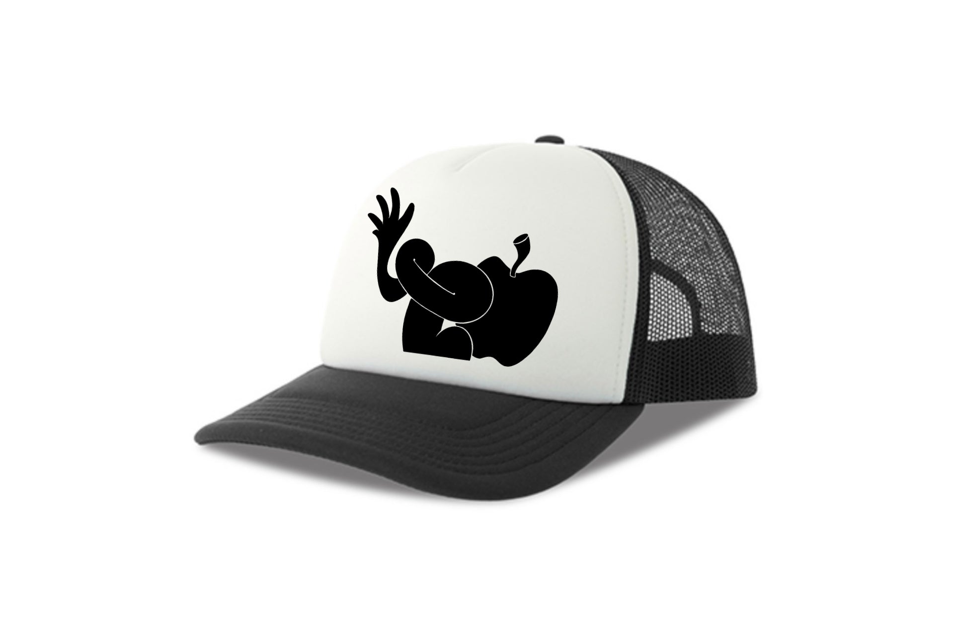 Street & graffiti art black-white trucker cap hat with original SILHOUETTE print by Capstr