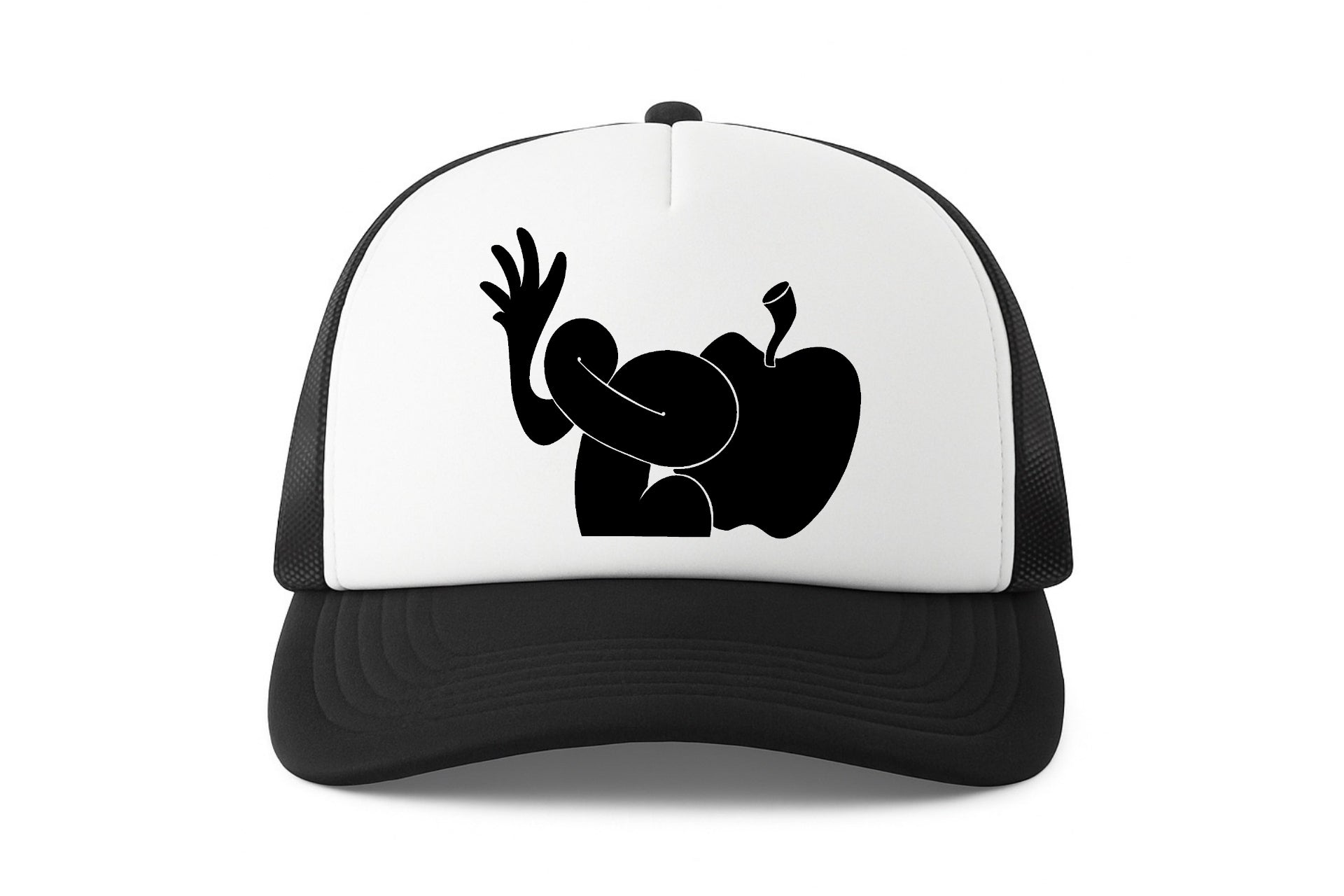 Street & graffiti art black-white trucker cap hat with original SILHOUETTE print by Capstr
