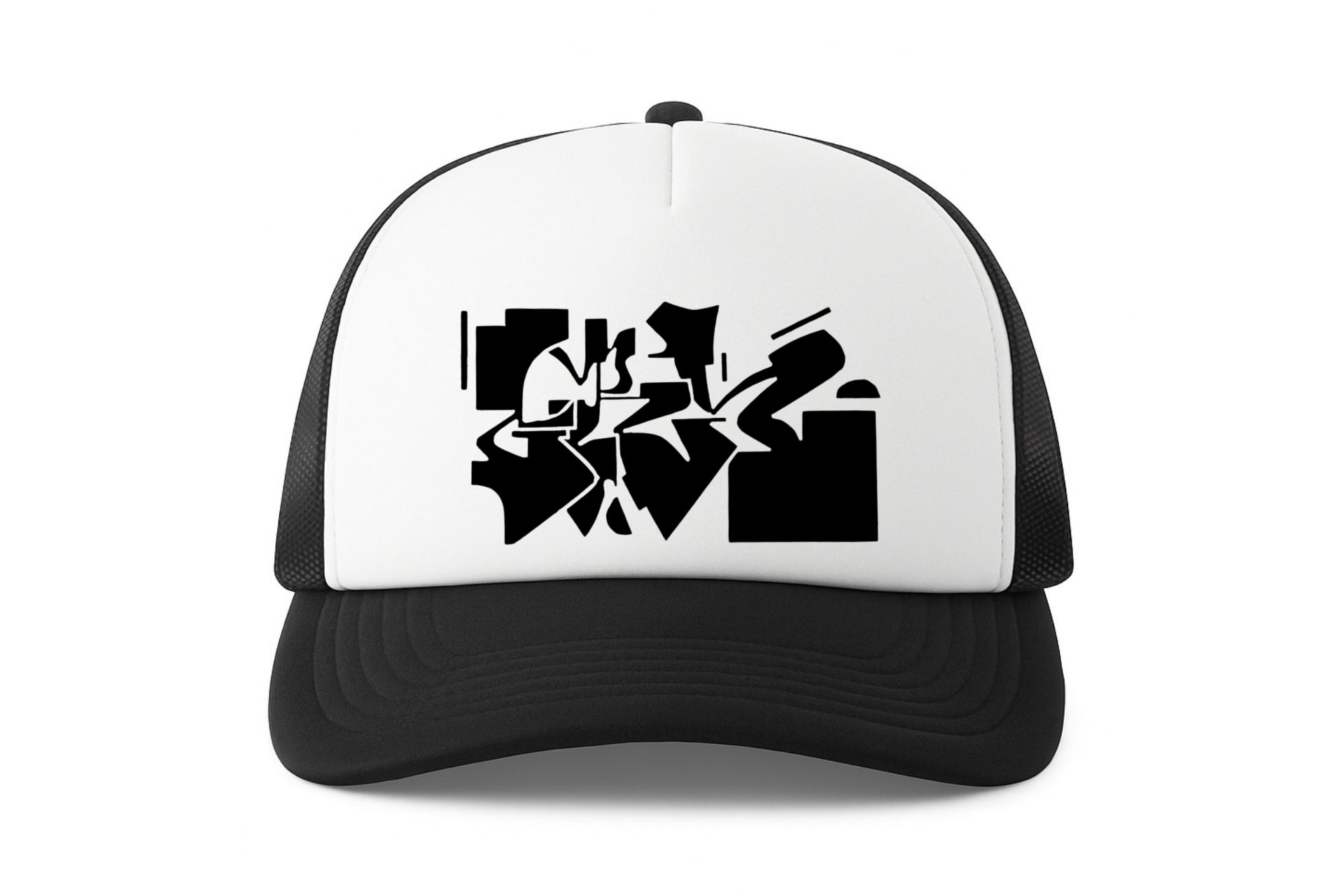 Street & graffiti art black-white trucker cap hat with Gerrit Rietveld House by Capstr