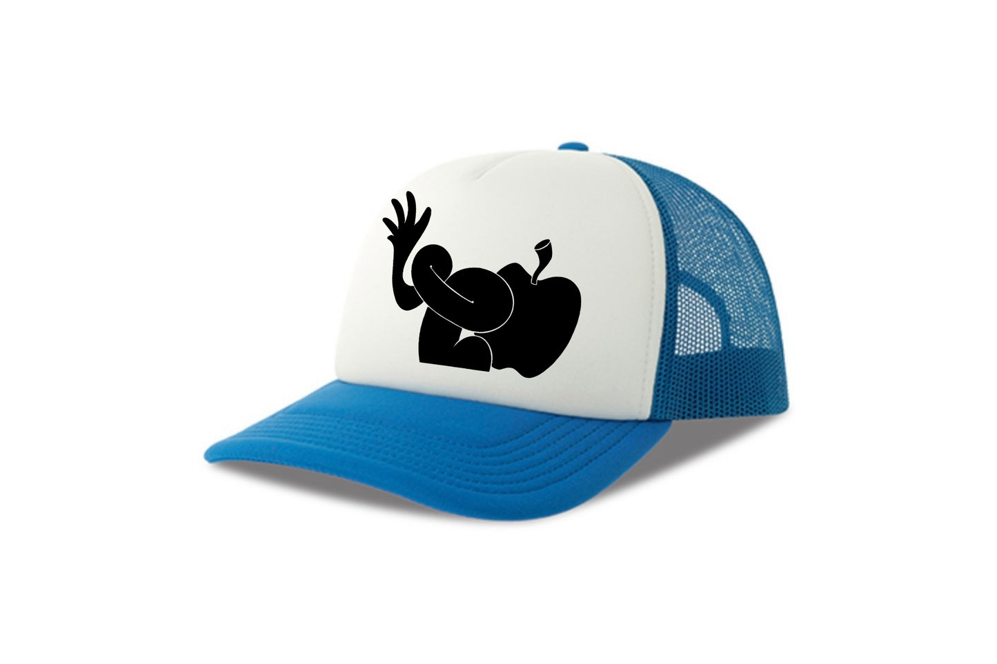 Street & graffiti art blue-white trucker cap hat with original SILHOUETTE print by Capstr