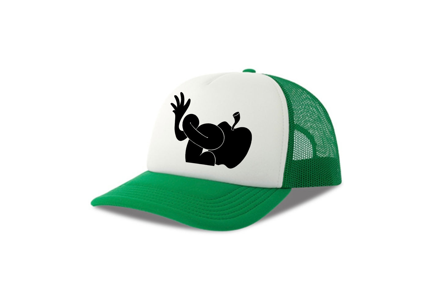 Street & graffiti art green-white trucker cap hat with original SILHOUETTE print by Capstr