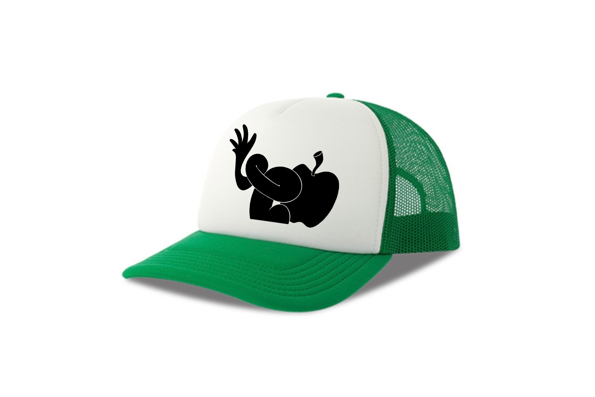 Street & graffiti art green-white trucker cap hat with original SILHOUETTE print by Capstr