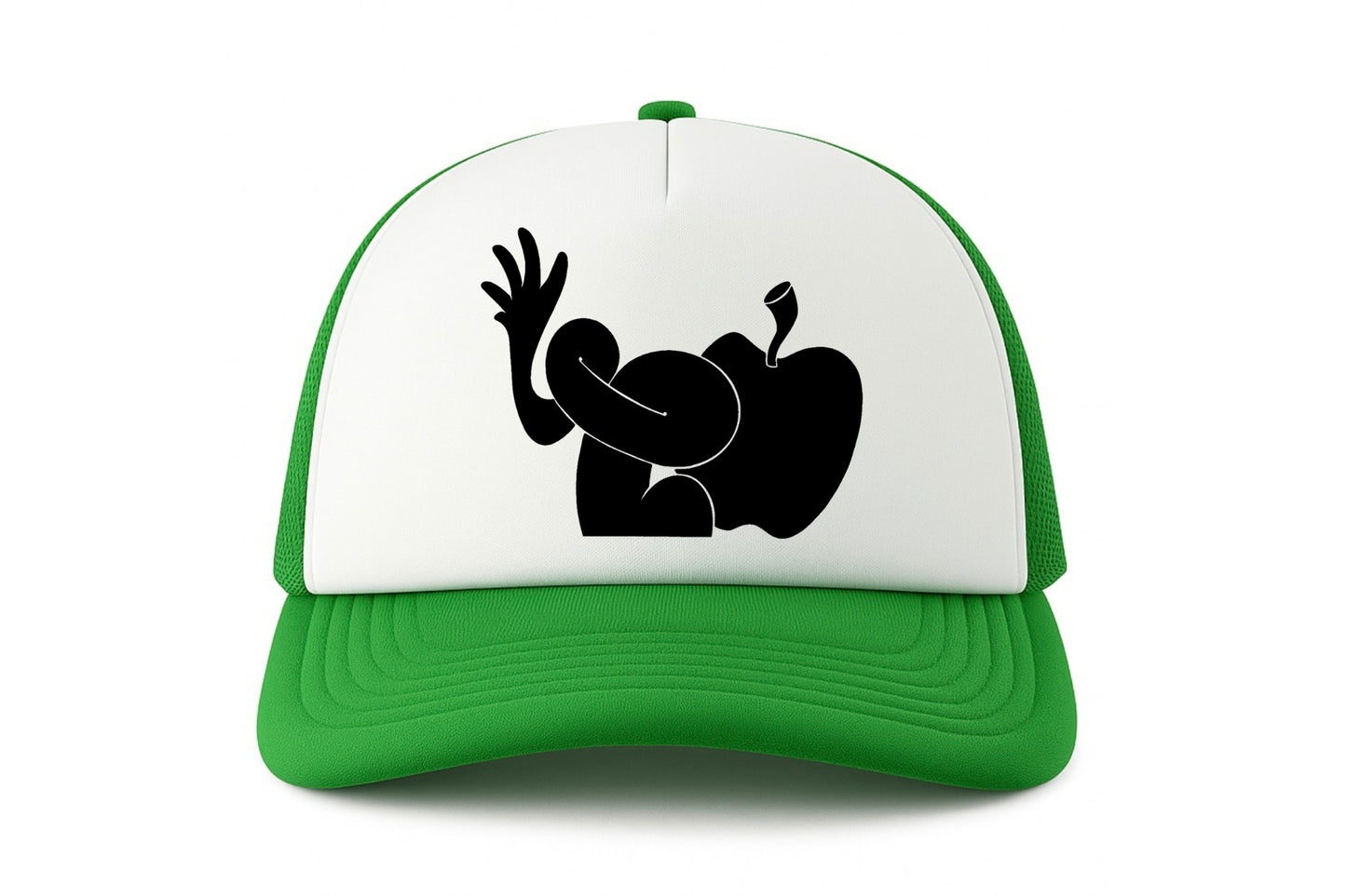 Street & graffiti art green-white trucker cap hat with original SILHOUETTE print by Capstr