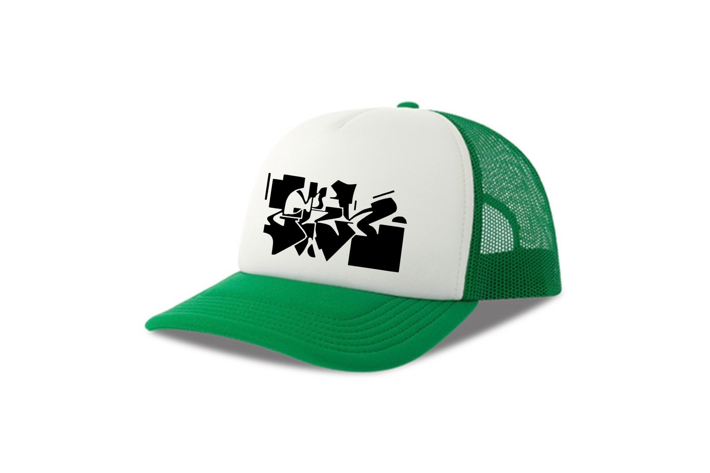 Street & graffiti art green-white trucker cap hat with Gerrit Rietveld House by Capstr
