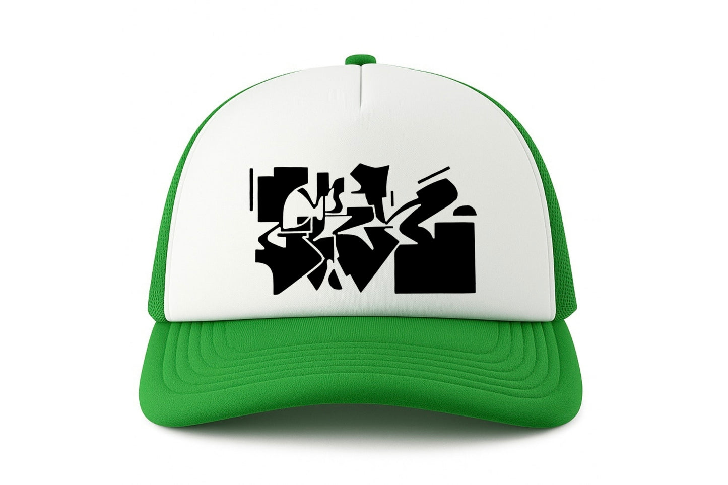 Street & graffiti art green-white trucker cap hat with Gerrit Rietveld House by Capstr