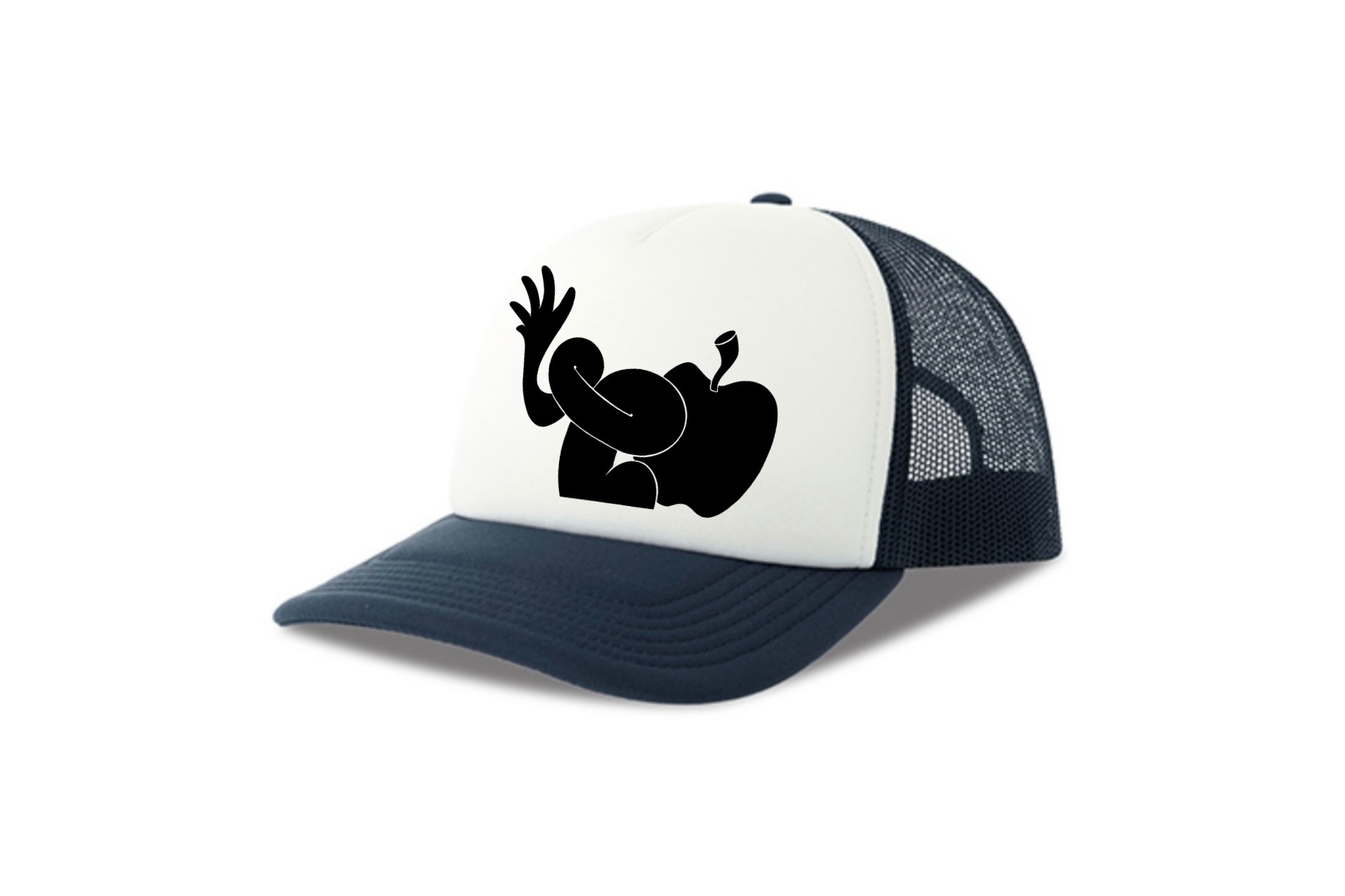 Street & graffiti art navy-white trucker cap hat with original SILHOUETTE print by Capstr
