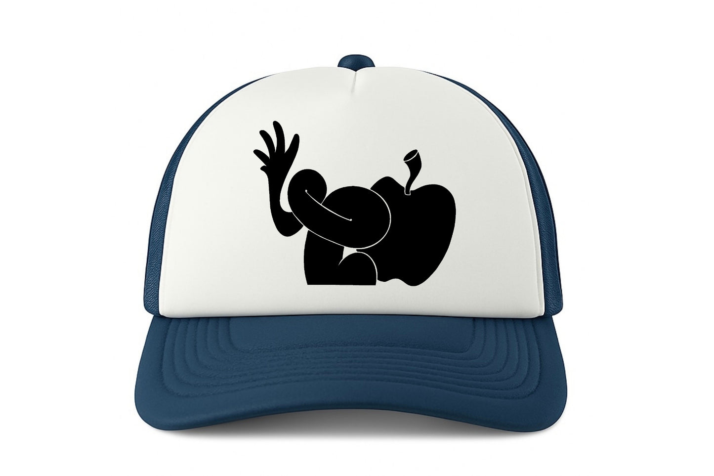 Street & graffiti art navy-white trucker cap hat with original SILHOUETTE print by Capstr