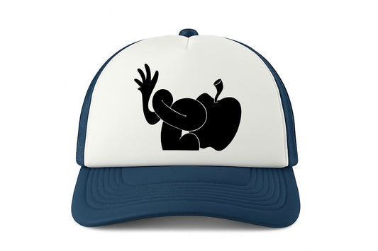 Street & graffiti art navy-white trucker cap hat with original SILHOUETTE print by Capstr