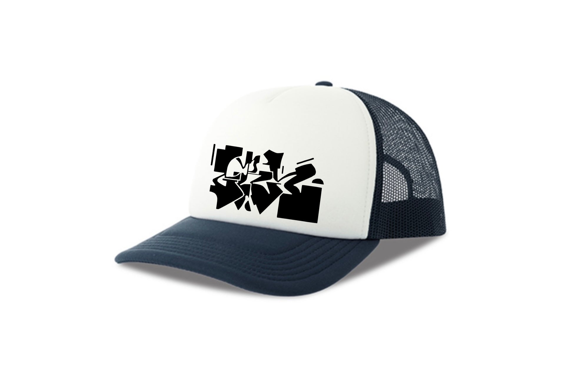 Street & graffiti art navy-white trucker cap hat with Gerrit Rietveld House by Capstr