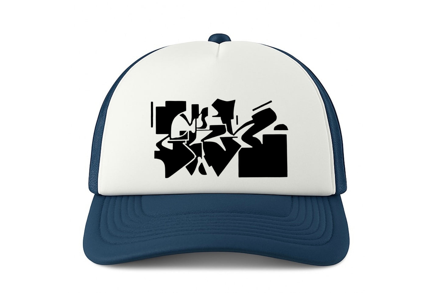 Street & graffiti art navy-white trucker cap hat with Gerrit Rietveld House by Capstr