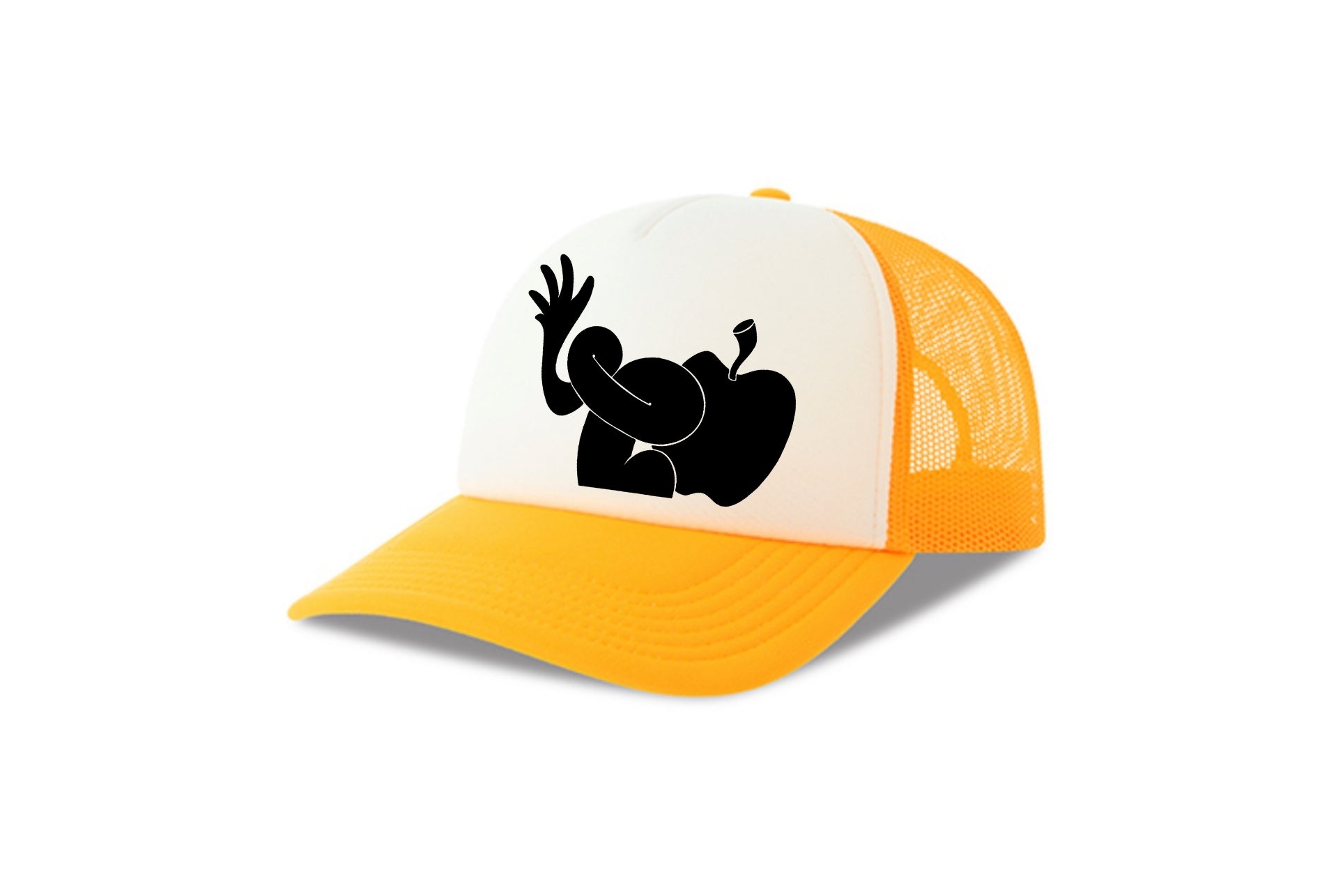 Street & graffiti art yellow-white trucker cap hat with original SILHOUETTE print by Capstr