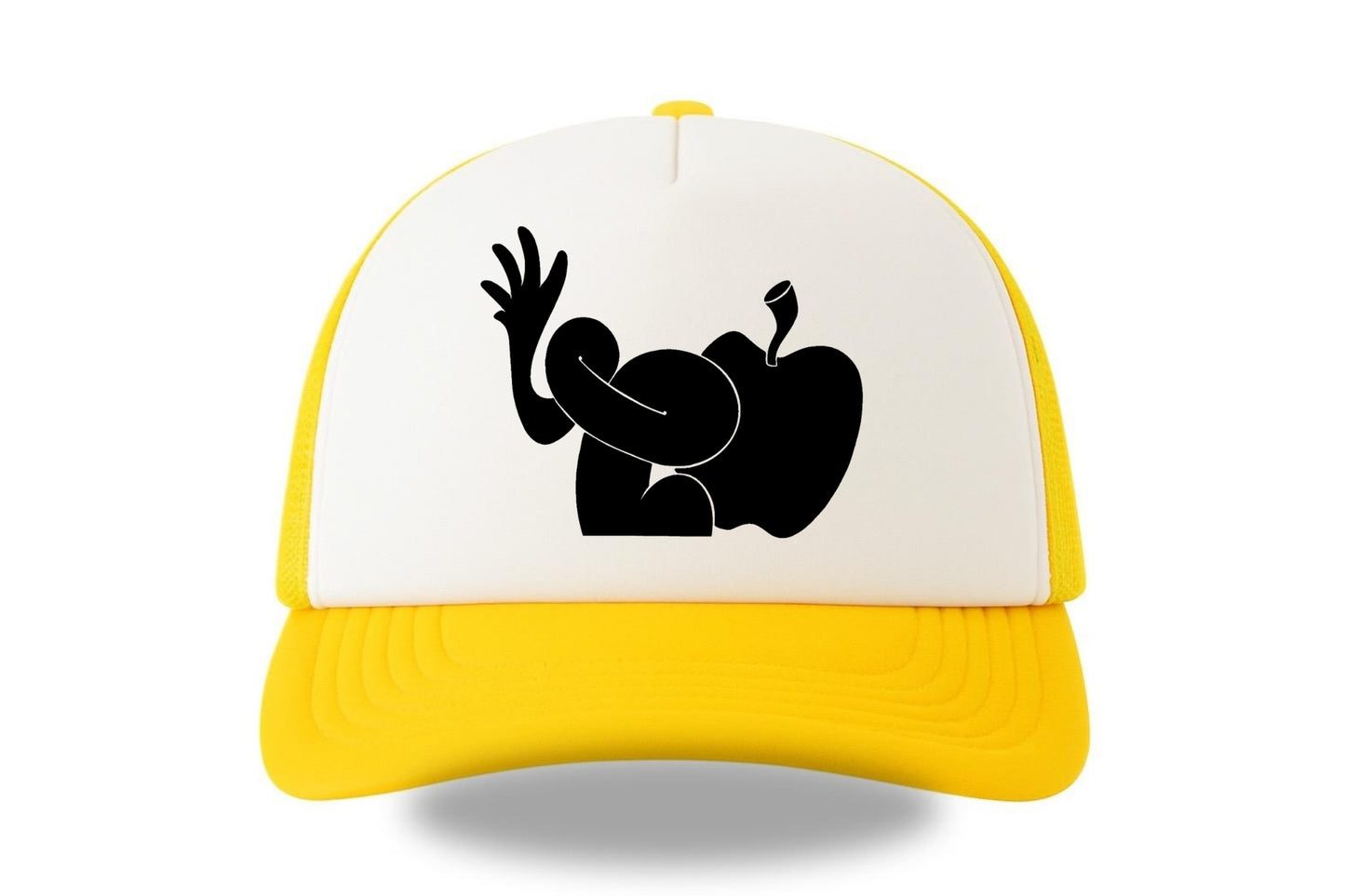 Street & graffiti art yellow-white trucker cap hat with original SILHOUETTE print by Capstr