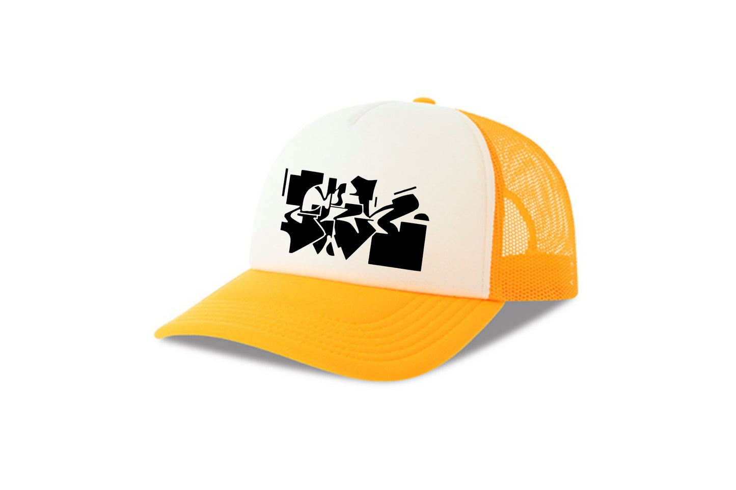 Street & graffiti art yellow-white trucker cap hat with Gerrit Rietveld House by Capstr