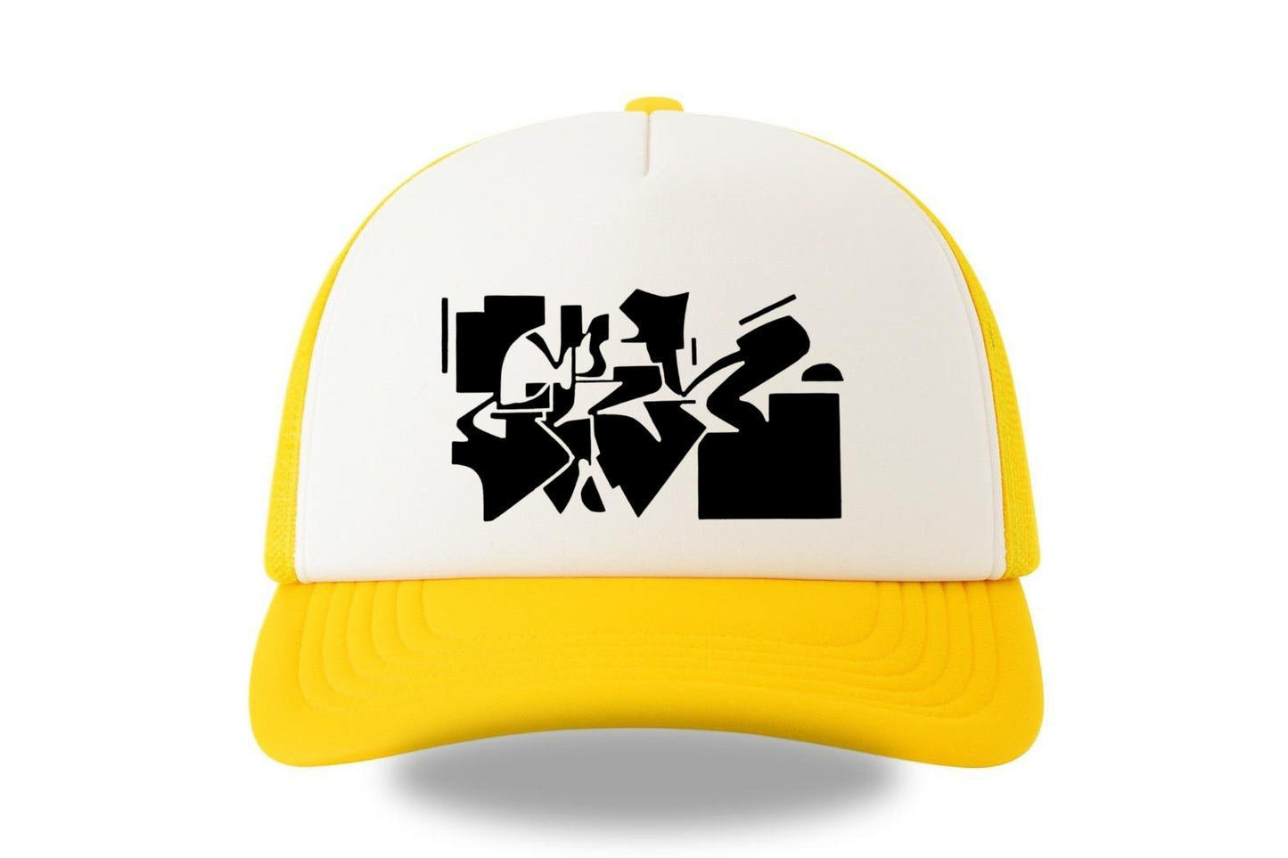 Street & graffiti art yellow-white trucker cap hat with Gerrit Rietveld House by Capstr